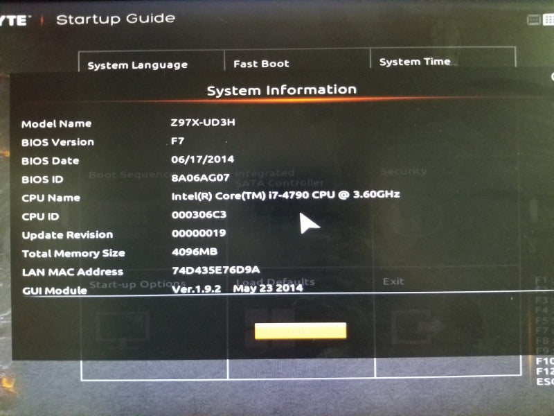 Gigabyte GA-Z97X-UD3H Motherboard w/ i7-4790@3.6GHz, 4GB RAM