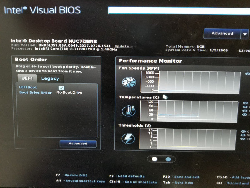 Intel NUC7i3BNB i3-7100U @ 2.40GHz 8GB RAM DDR4 -NO SSD
