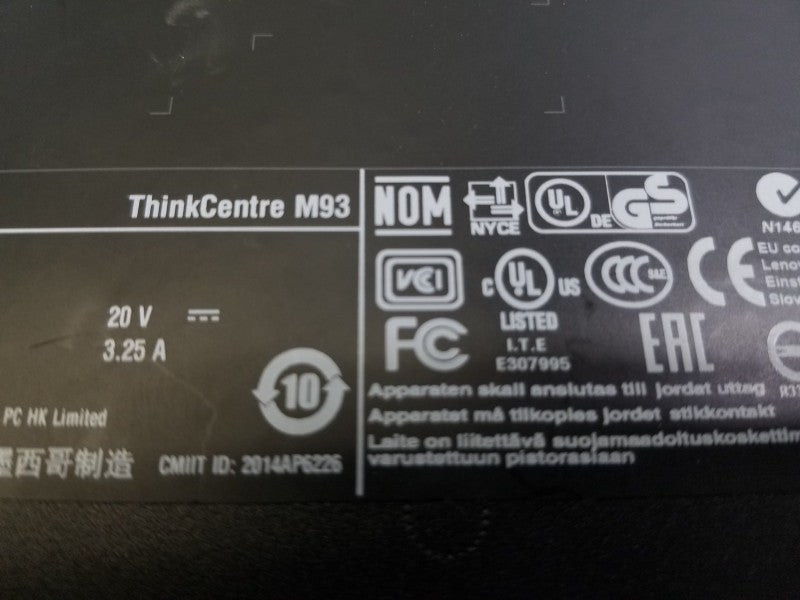Lenovo M93/ i5-4570T@2.9GHz / 4GB RAM / NO HDD-SDD =