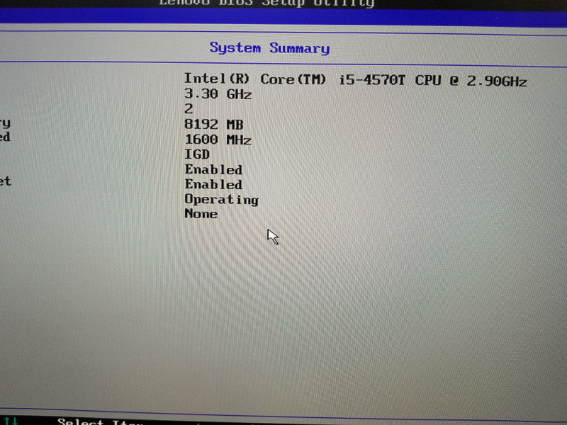 Lenovo M93p/ i5-4570T@2.9GHz / 8GB RAM / NO HDD-SDD =