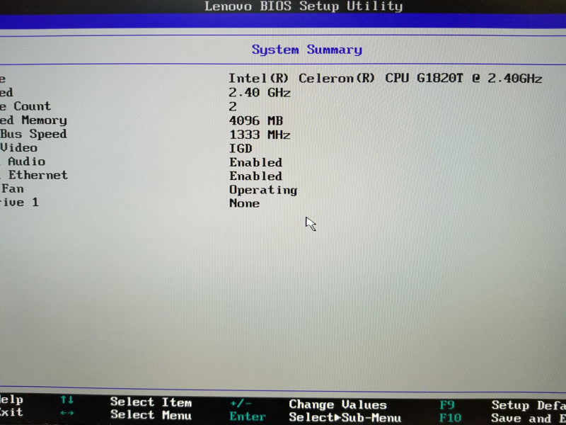Lenovo ThinkCentre M73, Intel G1820T@2.4GHz, 4GB RAM, No HDDs