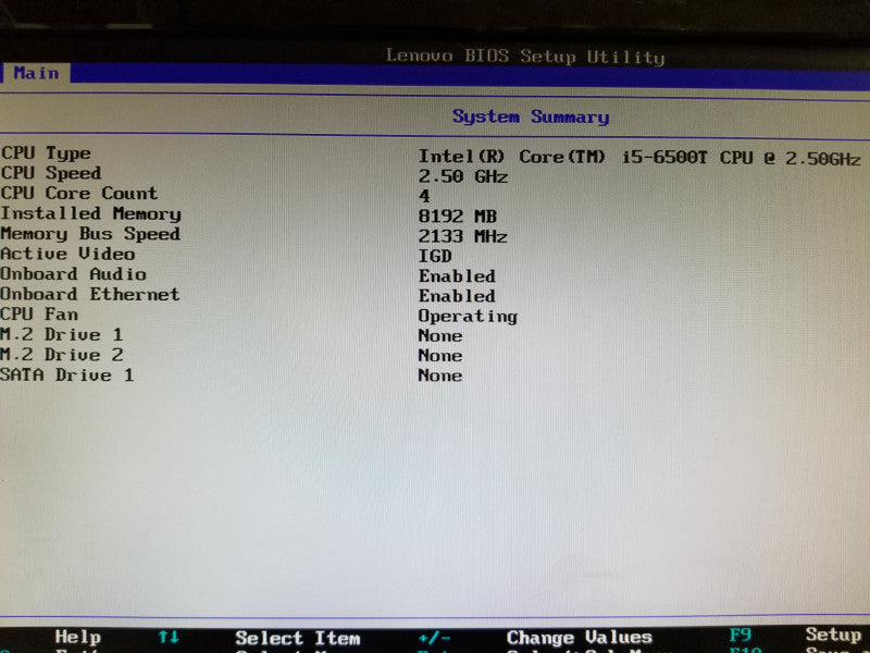 Lenovo ThinkCentre M910q , i5-6500T@2.5GHz, 8Gb RAM, no HDDs