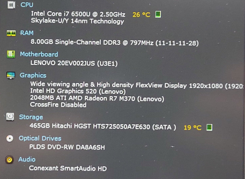 Lenovo Thinkpad E560 i7-6500U 2.5GHz 8GB RAM 500GB HDD 15.6\\"
