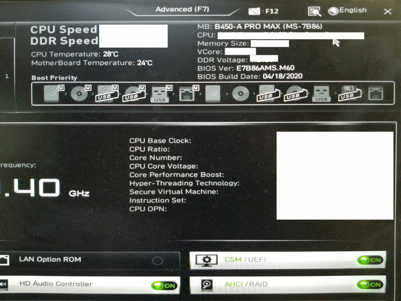 MSI B450-A PRO motherboard AMD