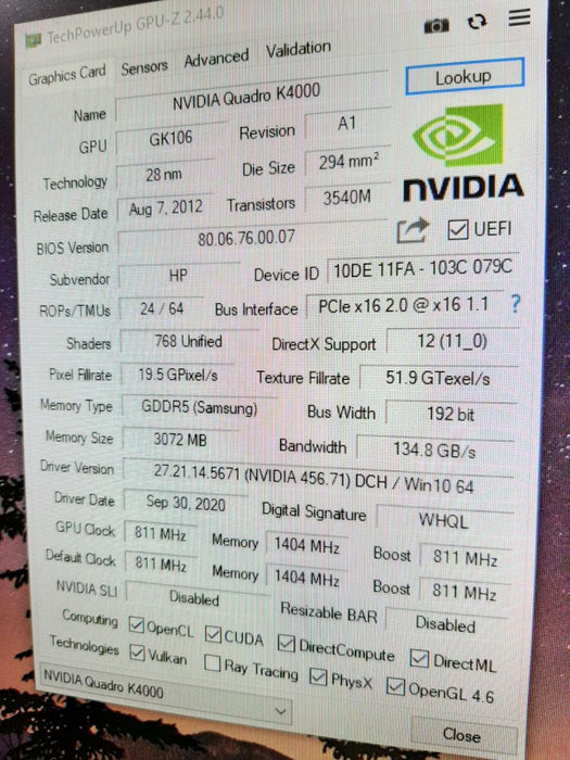 Nvidia Quadro K4000 3GB Graphics Card 2x DisplayPort, DVI, *TESTED~