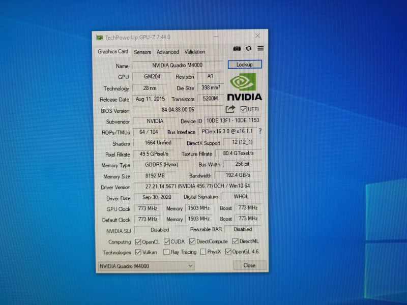 NVIDIA Quadro M4000 8GB GDDR5 GPU Video Graphics Card