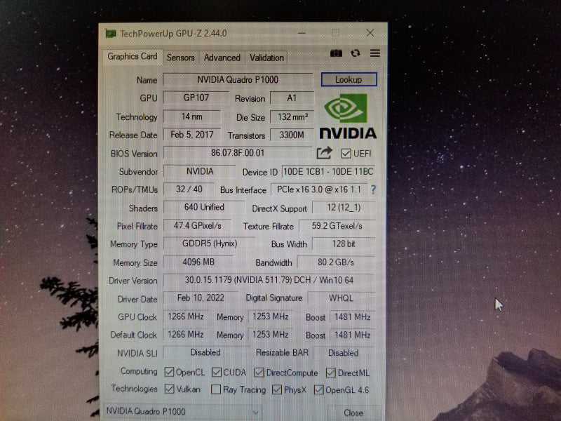 Nvidia Quadro P1000 4GB GDDR5 Graphics Card