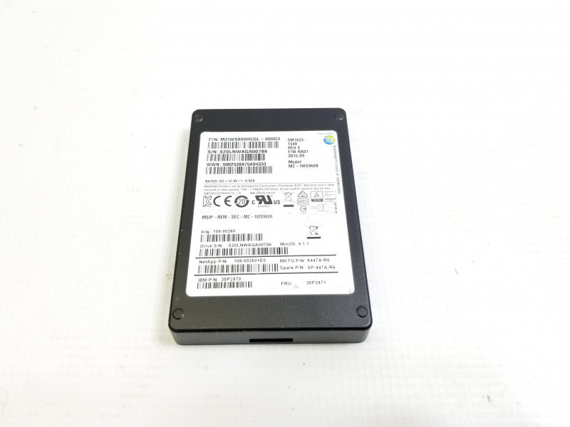 Samsung MZ-IWS960B 800GB 2.5\\" SAS SSD NetApp 108-00260+F2 P/N MZIWS800HCGL-000G3