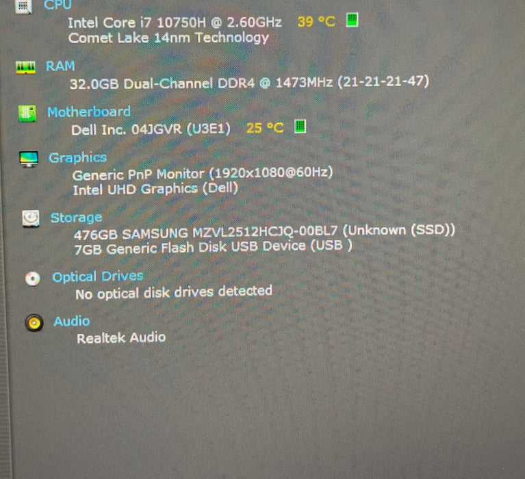 Dell Precision 7550 i7-10750H@2.6GHz 32GB RAM 512GB SSD READ!  Lap200