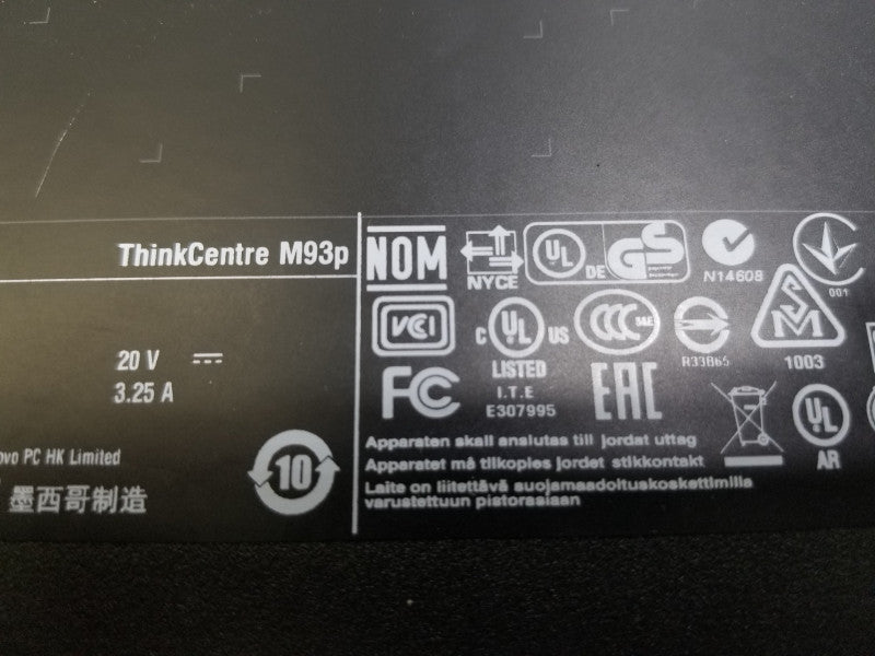 Lenovo M93p/ i5-4570T@2.9GHz / 4GB RAM / NO HDD-SDD