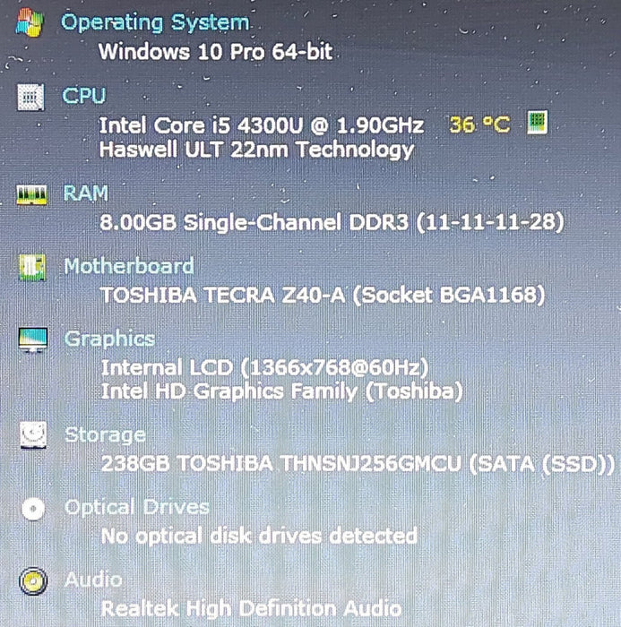 Toshiba TECRA Z40-A i5-4300u 1.9GHz 8GB RAM 256GB SSD 14\\"