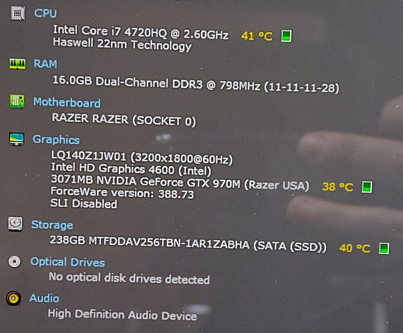 Razer Blade RZ09-01302E21 i7-4720HQ 2.6GHz 16GB RAM 256GB SSD