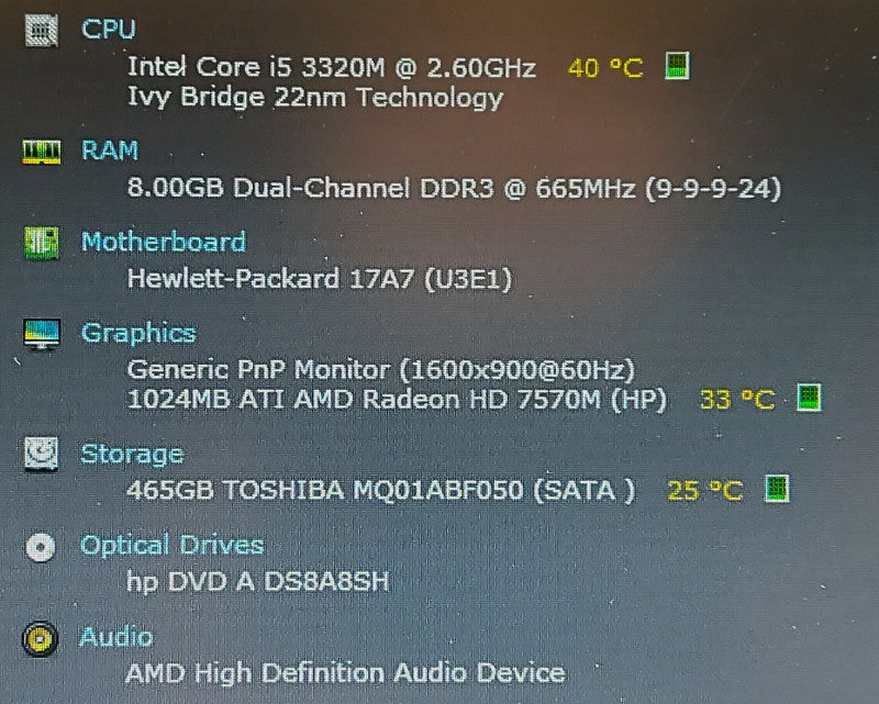 HP Elitebook 8570p i5- 3320M 2.6GHz 8GB 500GB HDD 15.6\\"