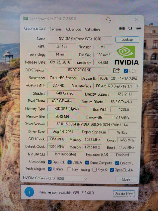 ZOTAC NVIDIA GTX 1050 2GB PCI-E %