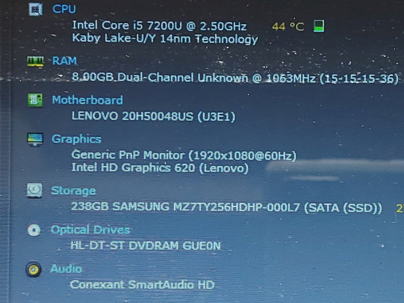 Lenovo Thinkpad E570 i5-7200U 2.5GHz 8GB RAM 256GB SSD 15.6\\"