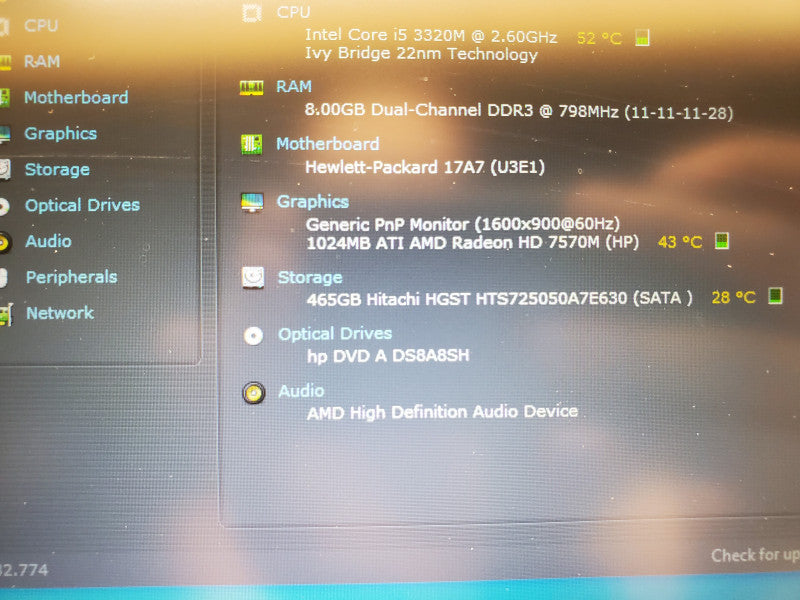 HP Elitebook 8570p i5- 3320M 2.6GHz 8GB 500GB HDD 15.6\\"