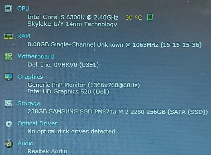 Dell Latitude E5470\ti5-6300U 2.4GHz 8GB RAM 256GB SSD 14\\"