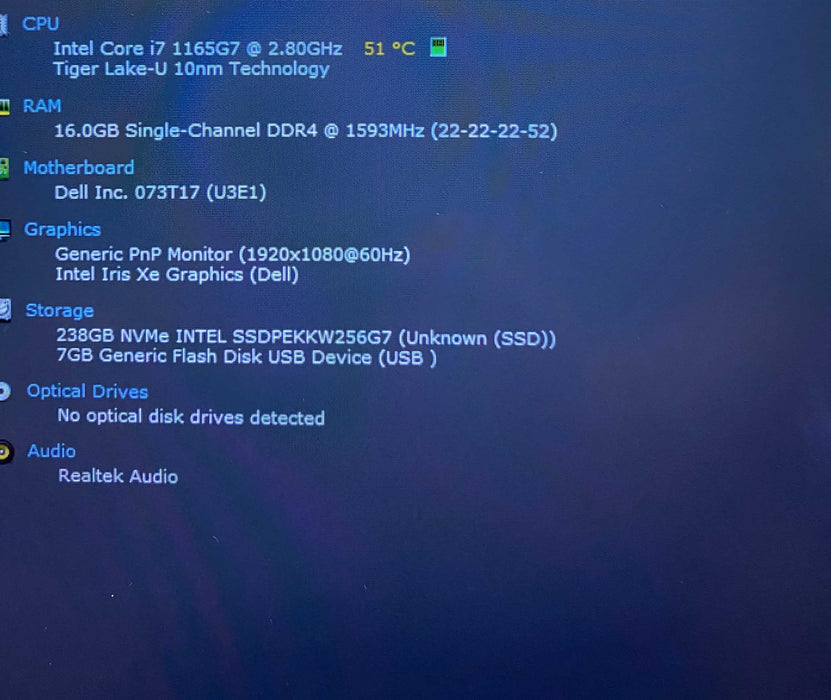 Dell Latitude 5520 TOUCH Core i7-1165G7@2.80GHz 16GB RAM 256GB SSD  Lap200