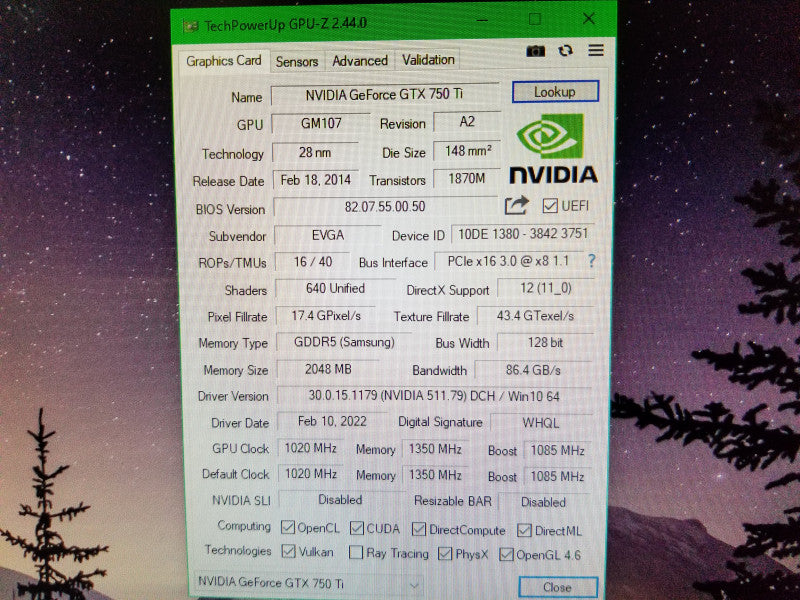 EVGA GeForce GTX 750 Ti 2GB GDDR5 Video Card