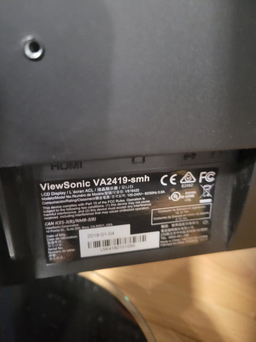 ViewSonic VA2419-SMH IPS 1080p 60Hz Monitor 24\\"