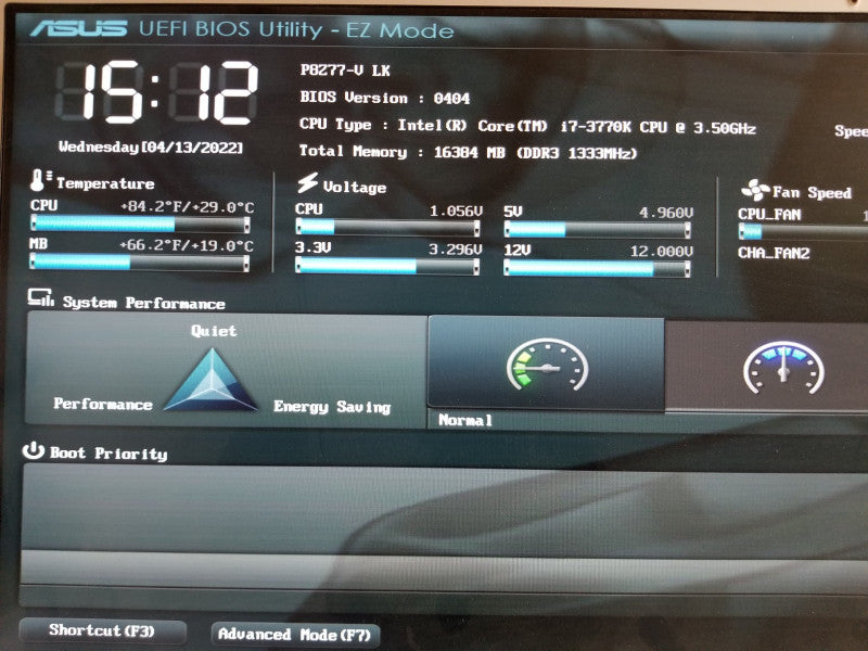 ASUS P8Z77-V LK w/ i7-3770K@3.5GHz, 16GB RAM