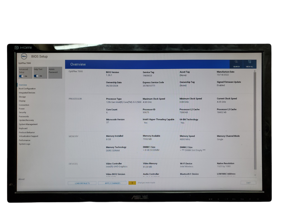 Dell OptiPlex Micro 7000, i5-12500, 8GB DDR5, 256GB NVMe, No OS Q
