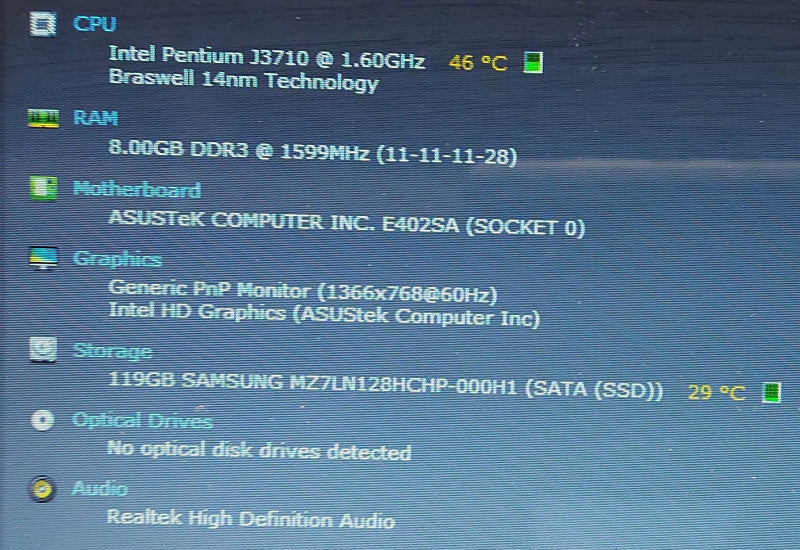 Asus E402SA Intel Celeron N3710 1.6GHz 8GB RAM 128GB SSD 14\\"