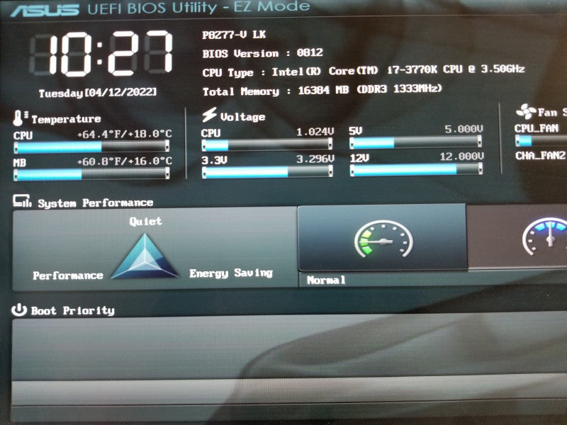 ASUS P8Z77-V LK w/ i7-3770K@3.5GHz, 16GB RAM