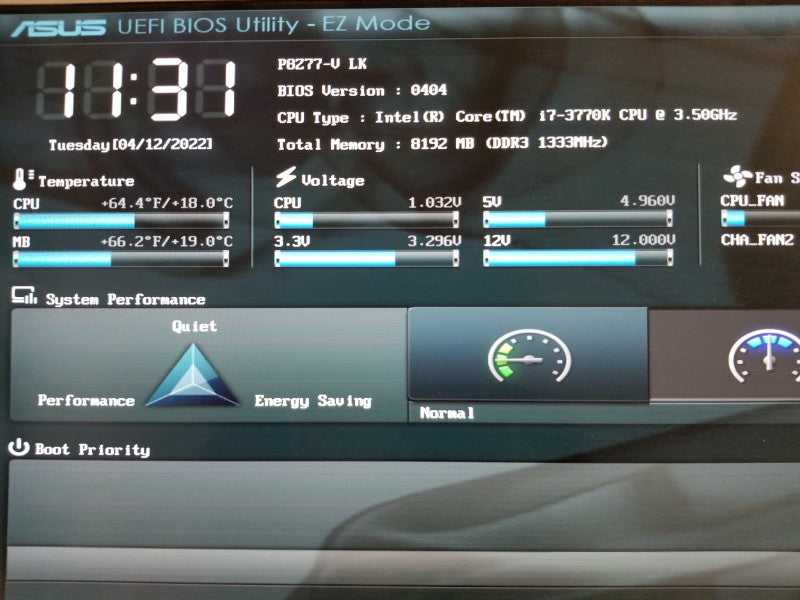 ASUS P8Z77-V LK w/ i7-3770K@3.5GHz, 8GB RAM, No I/O Shield