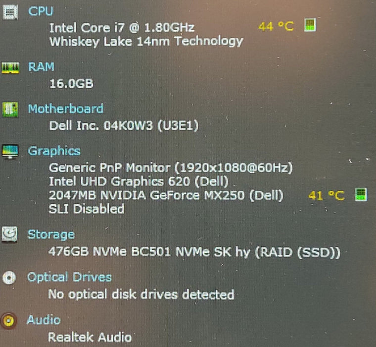 Dell Inspiron 7580 i7-8565U 1.8GHz 16GB RAM 500GB SSD 15.6\\"