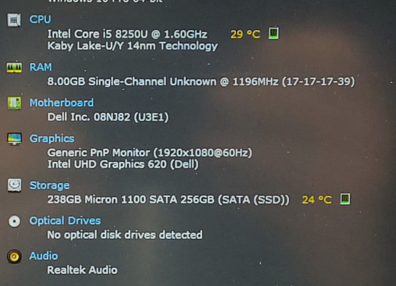 Dell Latitude 5490 i5-8290U 1.6GHz 8GB RAM 256GB SSD 14\\"