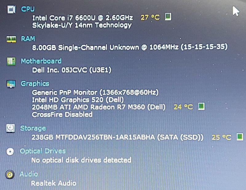 Dell Latitude E5570 i7-6600U 2.6Ghz 8GB RAM 256GB SSD 15.6\\"