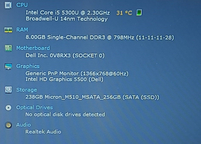 Dell Latitude E7520 i5-5300U 2.30GHz 8GB RAM 256GB SSD 12.5\\"