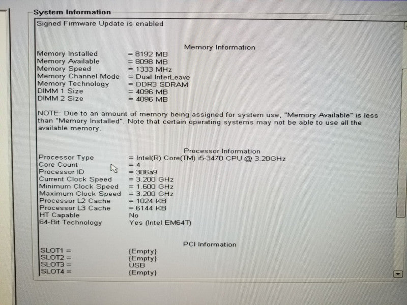 Dell Optiplex 3010, i5-3470@3.20GHz, 4GB RAM, Intel HD Graphics, No HDDs