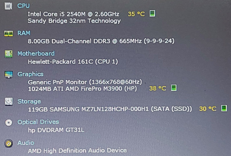 HP Elitebook 8460w i5-2450M 2.6GHz 8GB 128GB SSD 14\\"