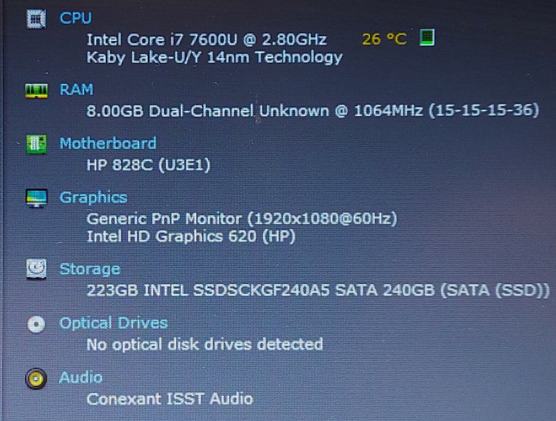 HP EliteBook 850 G4 I7-7600U 2.8Ghz 8GB RAM 240GB SSD 15.6\\"