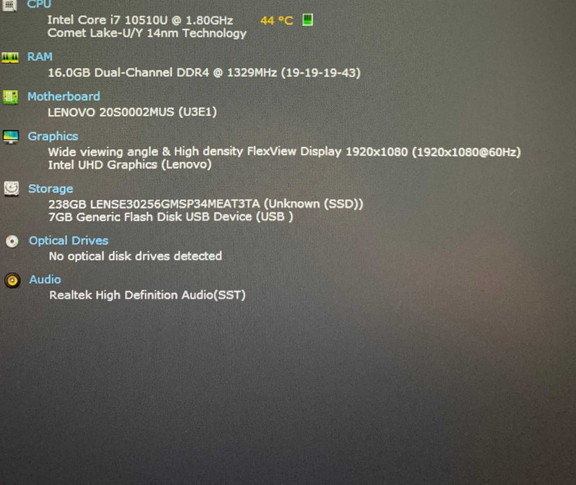 Lenovo ThinkPad  T14 Gen 1 TOUCH Core  i7-10510U@1.80GHz 16GB RAM 256GB SSD  Lap200