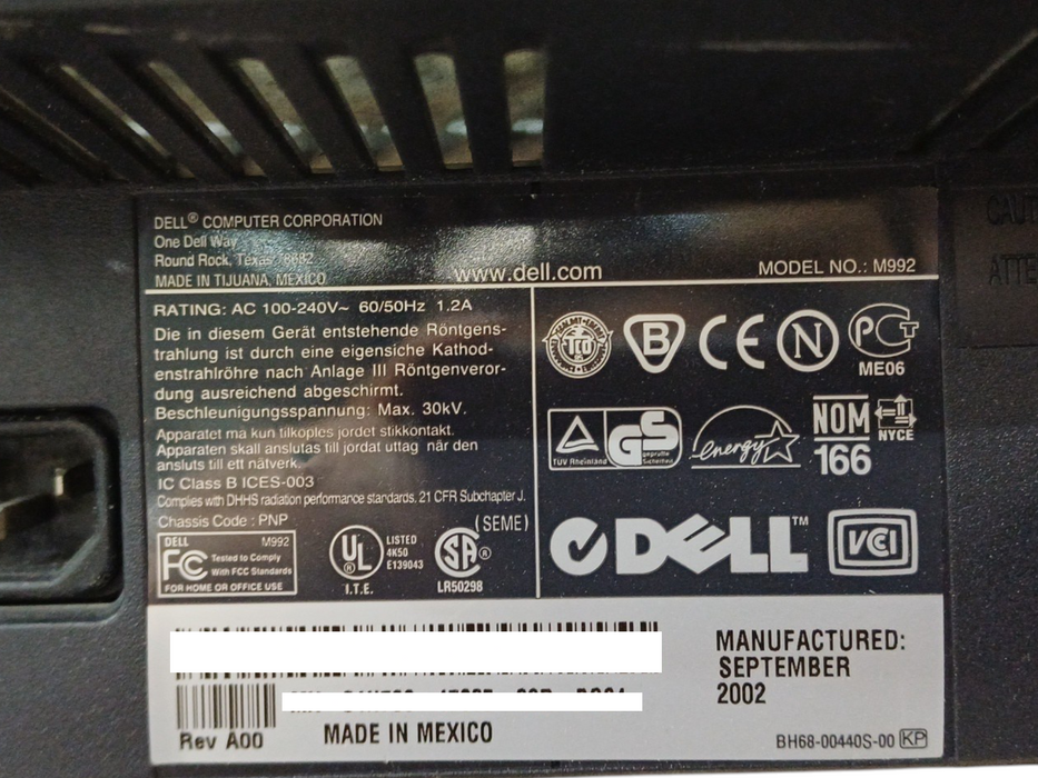 Vintage Dell M992 19" VGA CRT Monitor w/ VGA, TESTED