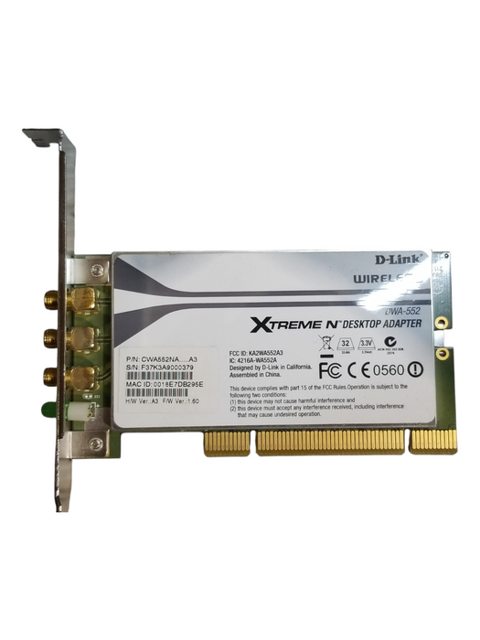 D-Link DWA-552 Xtreme-N Wireless PCI Desktop Adapter With Antenna