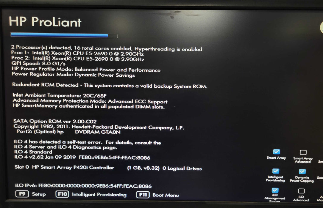HP Proliant DL380p G8, 2x Xeon E5-2690 2.9GHz 8C, 96GB, P420i, 8x 2.5" READ _