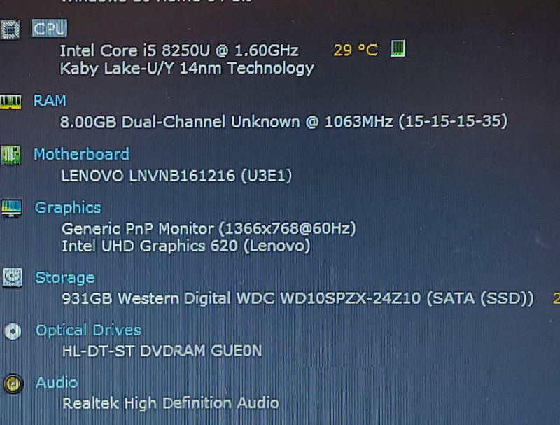 Lenovo IdeaPad 320-15IKB i5-8250U 1.6GHz 8GB RAM 1TB SSD 15.6\\"