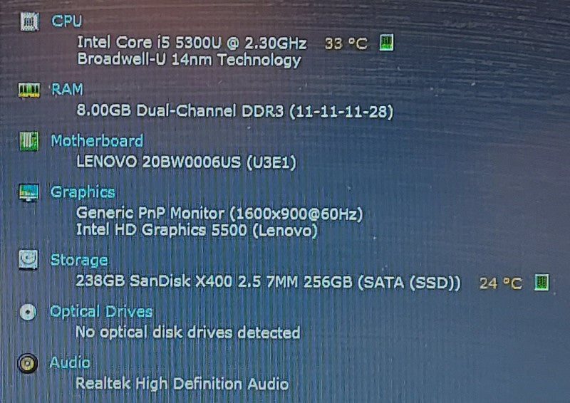 Lenovo ThinkPad T450s i5-5300U 2.3GHz 8GB RAM 256GB SSD 14\\"