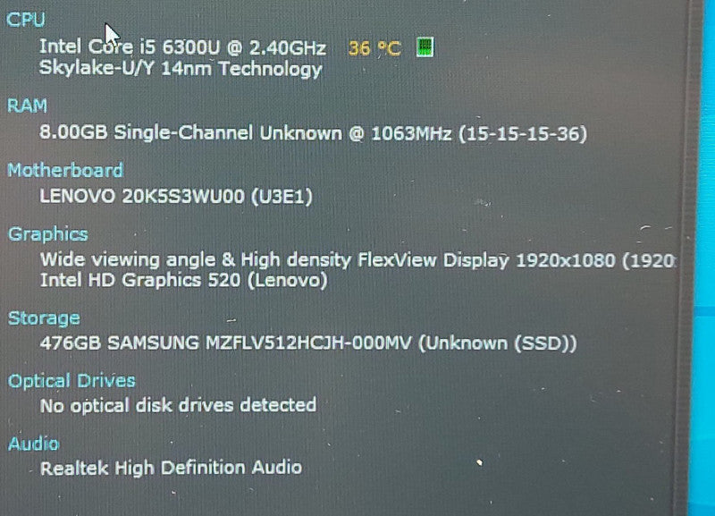 Lenovo ThinkPad x270 i5-5300U 2.4GHz 8GB RAM 512GB SSD 12.5\\"