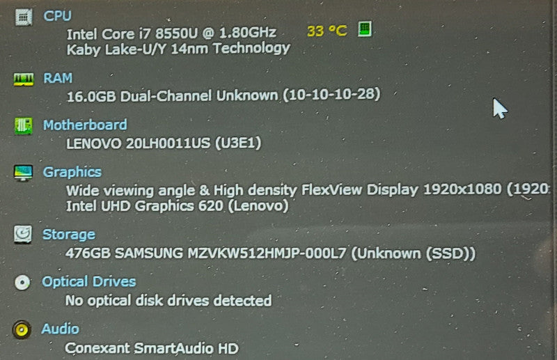 Lenovo ThinkPad X380 Yoga i7-8550U 2GHz 16GB RAM 500GB SSD 13.3\\"