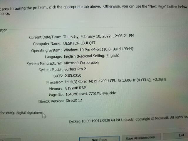 Microsoft Surface Pro 2 1601 i5-4200U @ 2.3GHz 8GB RAM 256GB[