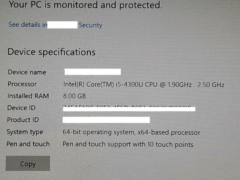 Microsoft Surface Pro 2 1601 i5-4300U @ 2.50GHz 8GB RAM 256GB SSD+