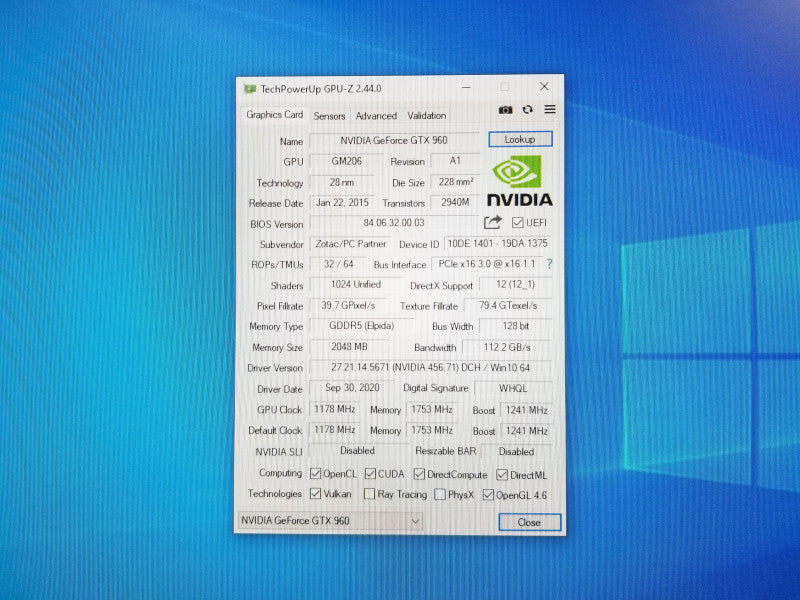 NVIDIA ZOTAC GeForce GTX 960 2GB GDDR5 * READ