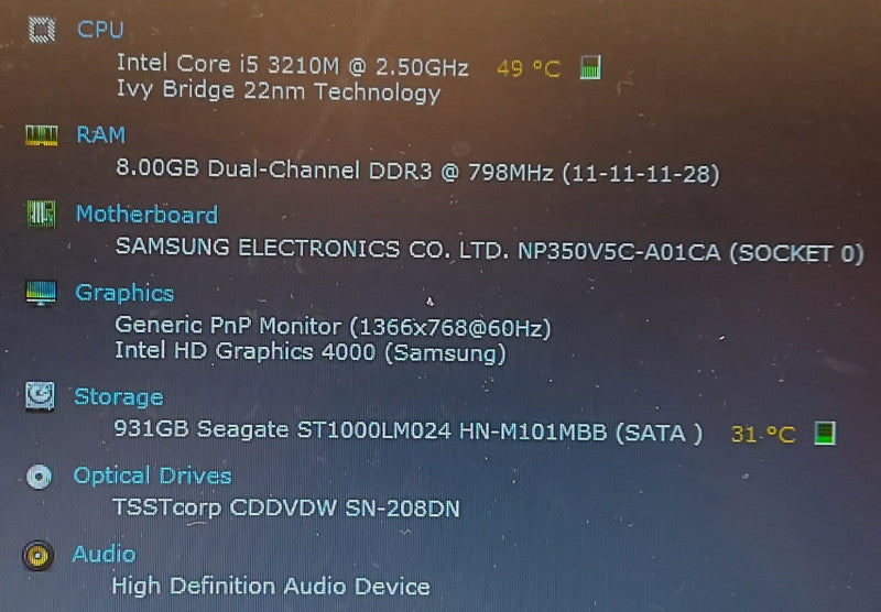 Samsung NP350V5C i5-3210U 2.5GHz 8GB RAM 1TB HDD 15.6\\"