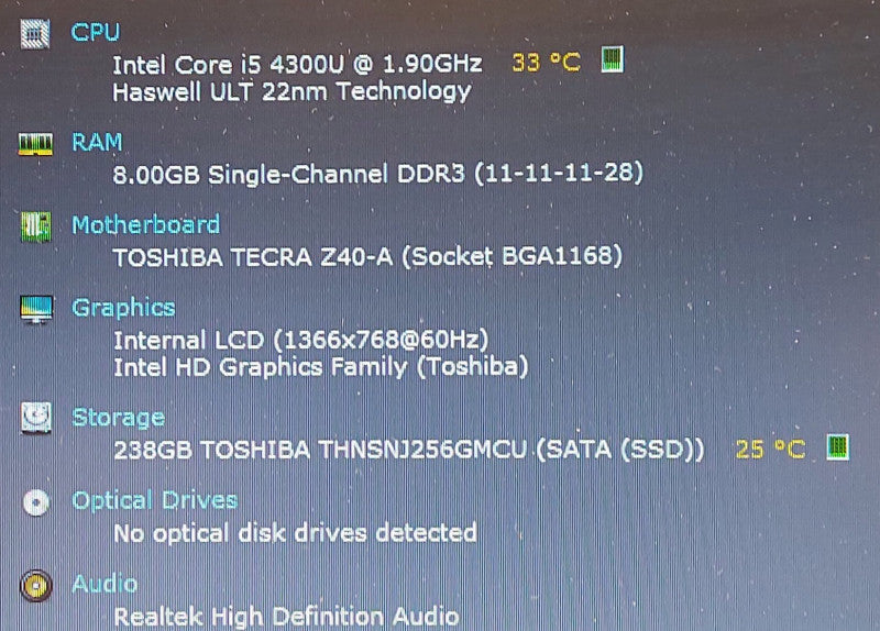 Toshiba TECRA Z40-A i5-4300U 8GB RAM 256GB SSD 14\\"