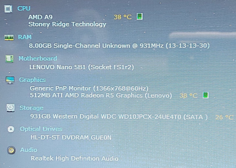 Lenovo IdeaPad 110-15AST AMD A9-9400 2.4GHz 8GB RAM 1TB HDD 15.6\\"